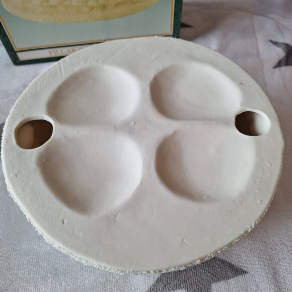 World Bazaars Pillar Candle Holder Off White Christmas Snow Trees Winter Classic - Picture 8 of 10